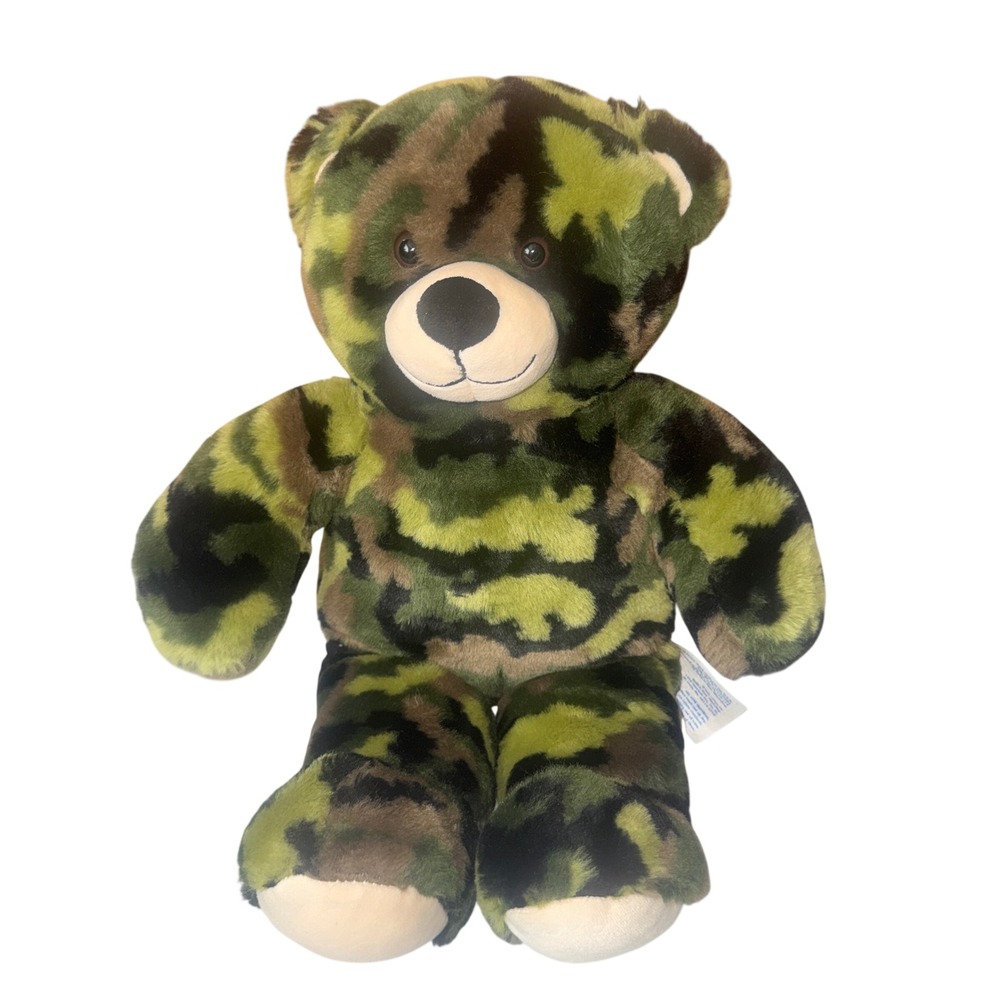 Build-A-Bear Camouflage Plush Teddy Bear Green Brown Camo 16in Woodland Toy